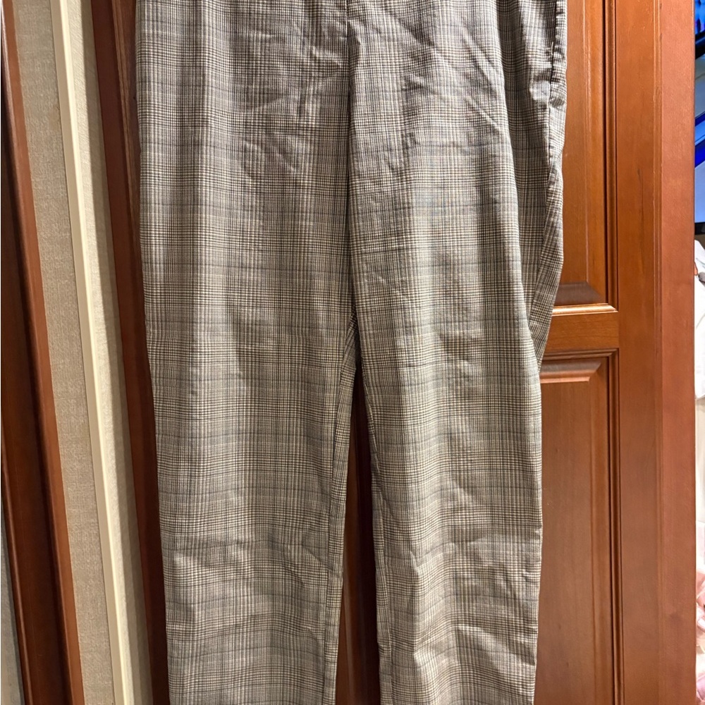 Womn's Plaid Dress Pants in Brown and Gray